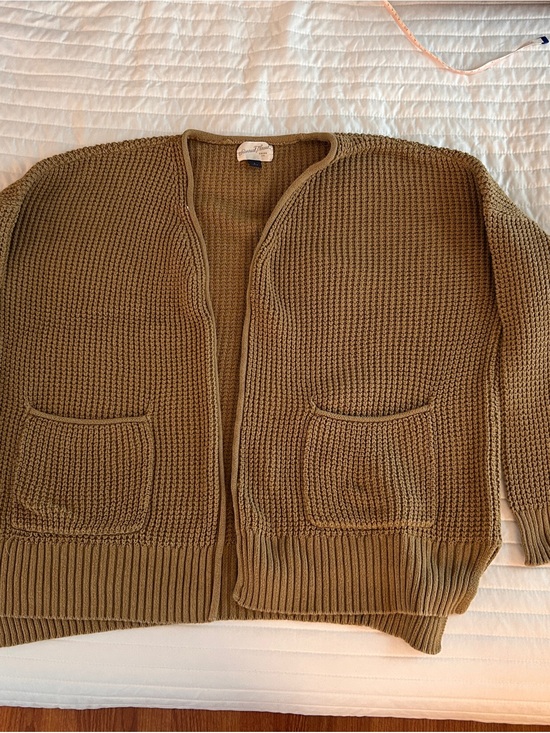 Universal Thread Sweaters - Chunky Open-Front Knit Cardigan in Olive green